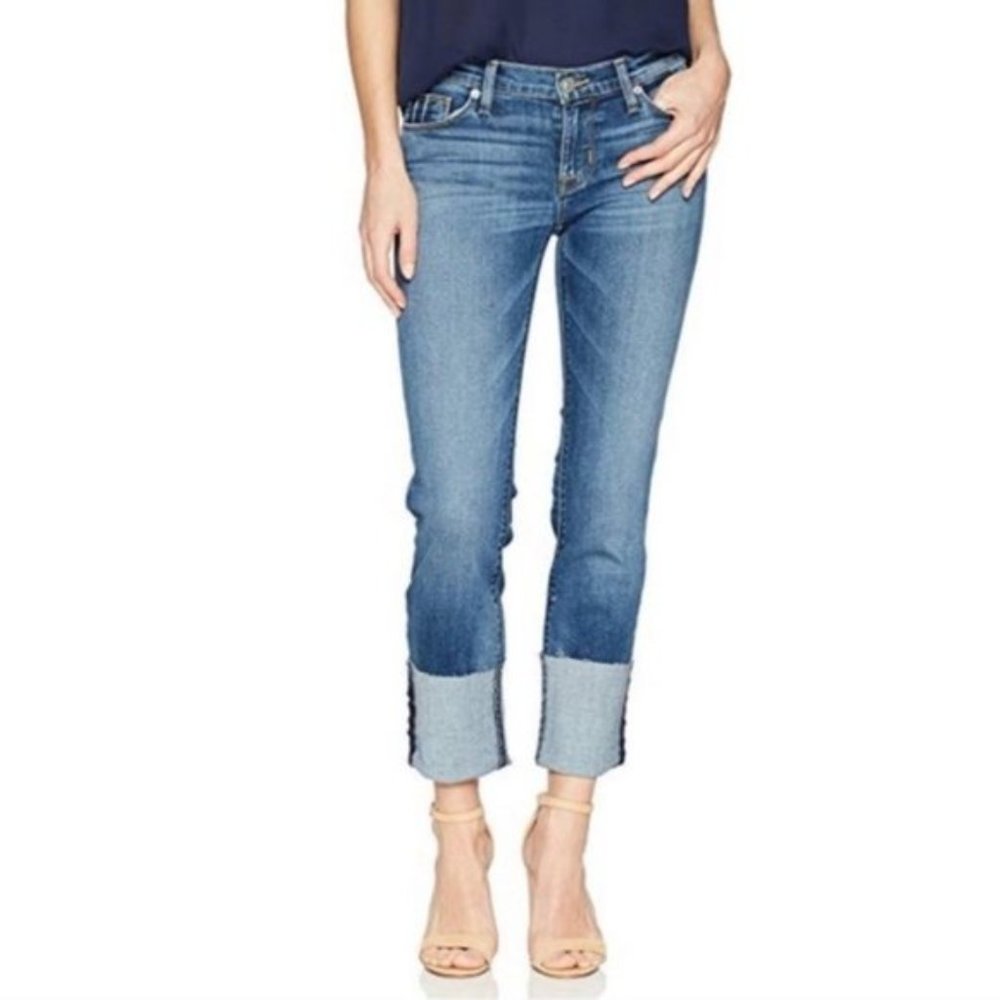 Hudson Tally Deep Cuff Cropped Skinny Mid Rise Jeans